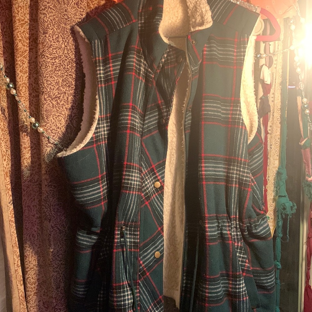 Plaid/Sherpa winter torrid vest